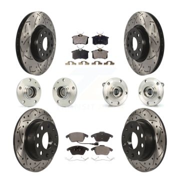 Front Rear Hub Bearing Coated Disc Brake Rotor Pad Kit (10Pc) For Volkswagen Jetta Beetle KBB-111195