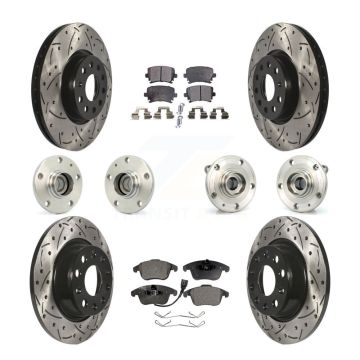 Front Rear Hub Bearing Coated Brake Rotor & Pads Kit (10Pc) For Volkswagen Tiguan Audi Q3 KBB-111196