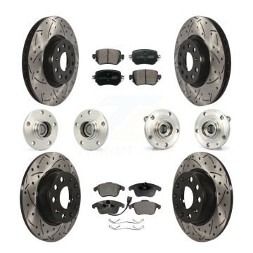 Front Rear Hub Bearing Coated Disc Brake Rotors And Pads Kit (10Pc) For Volkswagen Passat KBB-111198