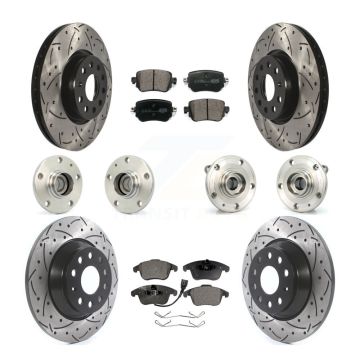 Front Rear Hub Bearing Coated Disc Brake Rotors And Pads Kit (10Pc) For 2016-2018 Audi Q3 KBB-111199