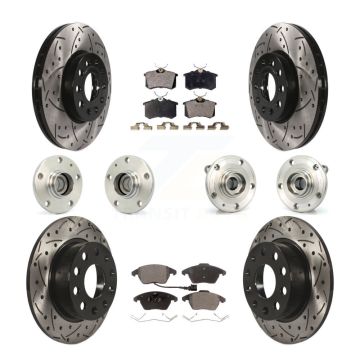 Front Rear Hub Bearing Coated Disc Brake Rotor Pad Kit (10Pc) For Volkswagen Jetta Beetle KBB-111201
