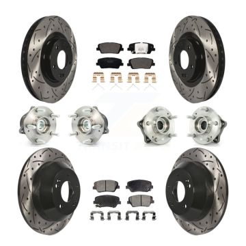 Front Rear Hub Bearing Coated Brake Rotor & Pads Kit (10Pc) For 2014-2015 Kia Sorento FWD KBB-111207
