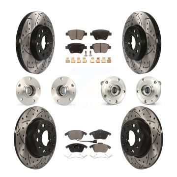 Front Rear Hub Bearing Coated Disc Brake Rotors And Pads Kit (10Pc) For Volkswagen Beetle KBB-111218