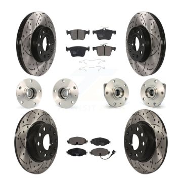 Front Rear Hub Bearing Coated Brake Rotor Pads Kit (10Pc) For 2015-2019 Volkswagen e-Golf KBB-111225