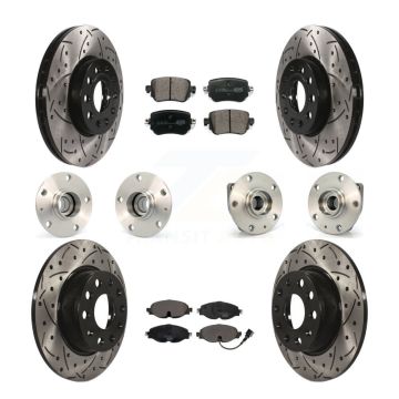 Front Rear Hub Bearing Coated Brake Rotor & Pad Kit (10Pc) For Volkswagen Golf SportWagen KBB-111226