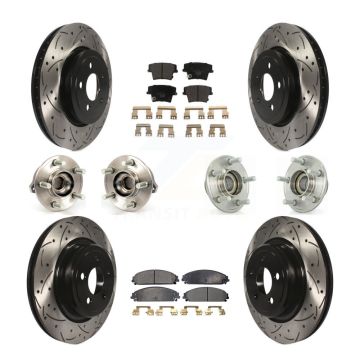 Front Rear Hub Bearings Coated Disc Brake Rotors And Pads Kit (10Pc) For Dodge Charger KBB-111232