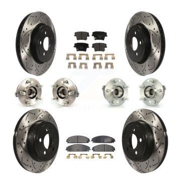 Front Rear Hub Bearing Coated Brake Rotor & Pad Kit (10Pc) For Chrysler 300 Dodge Charger KBB-111234