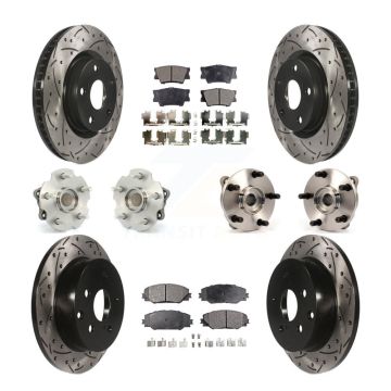 Front Rear Hub Bearing Coated Disc Brake Rotor And Ceramic Pad Kit (10Pc) For Toyota RAV4 KBB-111239