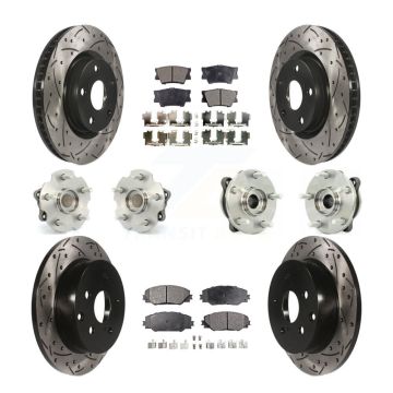 Front Rear Hub Bearing Coated Disc Brake Rotor And Ceramic Pad Kit (10Pc) For Toyota RAV4 KBB-111241