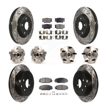 Front Rear Hub Bearing Coated Disc Brake Rotor And Ceramic Pad Kit (10Pc) For Toyota RAV4 KBB-111246