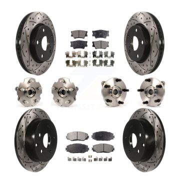 Front Rear Hub Bearing Coated Disc Brake Rotor And Ceramic Pad Kit (10Pc) For Toyota RAV4 KBB-111247