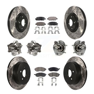 Front Rear Hub Bearing Coated Brake Rotor Pads Kit (10Pc) For 2015-2017 INFINITI QX70 RWD KBB-111251