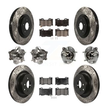 Front Rear Hub Bearing Coated Brake Rotor & Pad Kit (10Pc) For 2009-2013 INFINITI G37 RWD KBB-111255