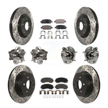 Front Rear Hub Bearing Coated Brake Rotor Pads Kit (10Pc) For 2016-2017 INFINITI QX50 RWD KBB-111258