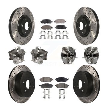 Front Rear Hub Bearing Coated Brake Rotor Pads Kit (10Pc) For 2015-2017 INFINITI QX70 AWD KBB-111259