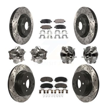 Front Rear Hub Bearing Coated Brake Rotor Pads Kit (10Pc) For 2016-2017 INFINITI QX50 AWD KBB-111264