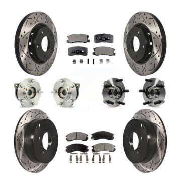 Front Rear Hub Bearing Coated Disc Brake Rotors And Pads Kit (10Pc) For Mitsubishi Lancer KBB-111265