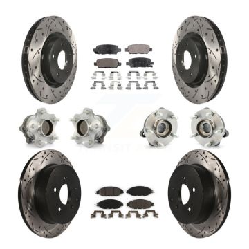 Front Rear Hub Bearing Coat Brake Rotor Pads Kit (10Pc) For Nissan Pathfinder Murano QX60 KBB-111268