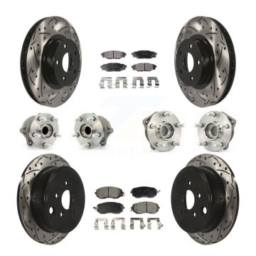 Front Rear Hub Bearings Coated Disc Brake Rotors And Pads Kit (10Pc) For Subaru Impreza KBB-111271