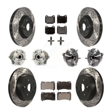 Front Rear Hub Bearing Coated Disc Brake Rotor Pads Kit (10Pc) For Subaru Impreza WRX STI KBB-111275