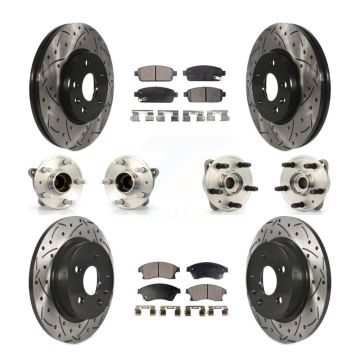 Front Rear Hub Bearing Coated Brake Rotor & Pads Kit (10Pc) For 2011-2012 Chevrolet Cruze KBB-111285