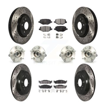 Front Rear Hub Bearings Coated Disc Brake Rotors And Pads Kit (10Pc) For Ford Explorer KBB-111286