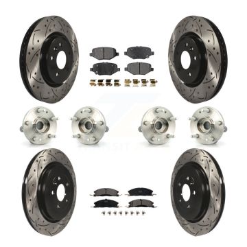 Front Rear Hub Bearing Coated Brake Rotor And Pad Kit (10Pc) For 2013 Ford Explorer Sport KBB-111288