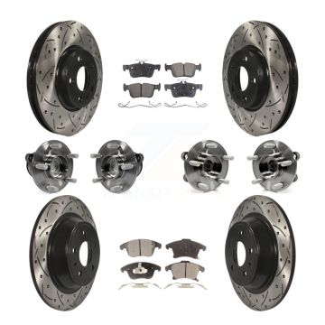 Front Rear Hub Bearing Coated Disc Brake Rotor Pad Kit (10Pc) For Ford Fusion Lincoln MKZ KBB-111292