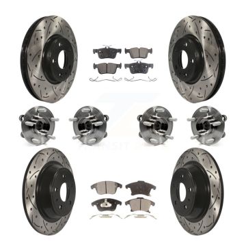 Front Rear Hub Bearing Coated Disc Brake Rotor And Ceramic Pad Kit (10Pc) For Ford Fusion KBB-111294