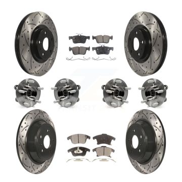 Front Rear Hub Bearing Coated Disc Brake Rotor And Ceramic Pad Kit (10Pc) For Lincoln MKZ KBB-111295