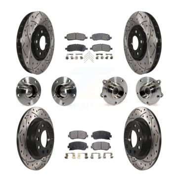 Front Rear Hub Bearing Coated Disc Brake Rotor & Pads Kit (10Pc) For 2013-2016 Dodge Dart KBB-111297