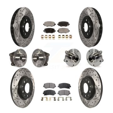 Front Rear Hub Bearing Coated Brake Rotor & Pad Kit (10Pc) For 2015-2017 Chrysler 200 AWD KBB-111298