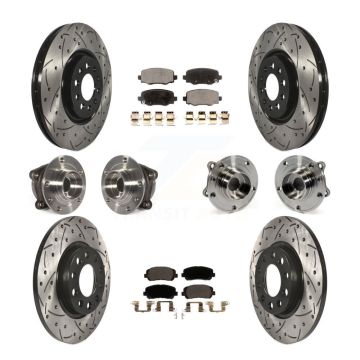 Front Rear Hub Bearing Coated Brake Rotor & Pad Kit (10Pc) For 2015-2017 Chrysler 200 AWD KBB-111299