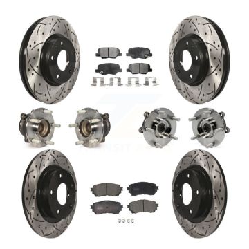 Front Rear Hub Bearings Coated Disc Brake Rotors And Ceramic Pads Kit (10Pc) For Mazda 6 KBB-111303