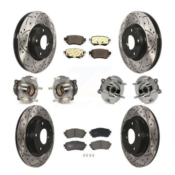 Front Rear Hub Bearing Coated Disc Brake Rotors And Pads Kit (10Pc) For 2016-2018 Mazda 6 KBB-111304