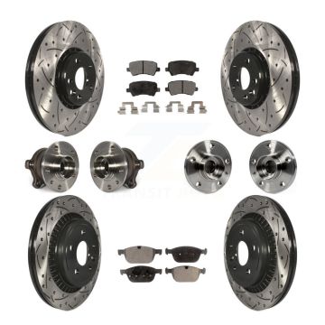 Front Rear Hub Bearing Coated Brake Rotor And Pad Kit (10Pc) For 2010-2015 Volvo XC60 AWD KBB-111306