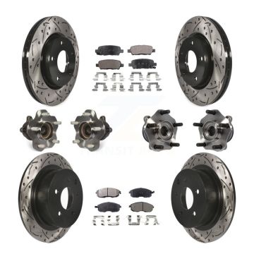 Front Rear Hub Bearings Coated Disc Brake Rotors And Pads Kit (10Pc) For Nissan Sentra KBB-111308