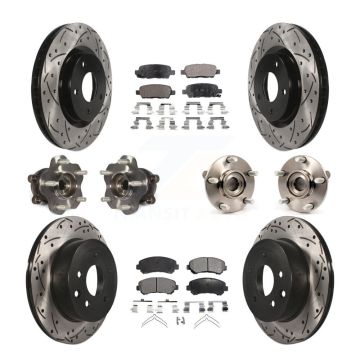 Front Rear Hub Bearing Coat Brake Rotor Pads Kit (10Pc) For 14-15 Nissan Rogue Select AWD KBB-111309