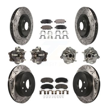 Front Rear Hub Bearings Coated Disc Brake Rotors And Pads Kit (10Pc) For Nissan Rogue KBB-111313