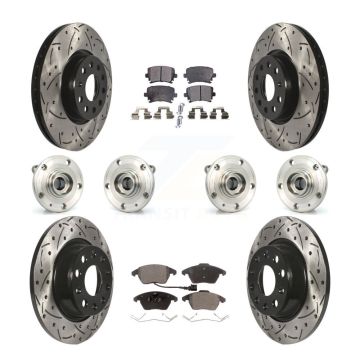 Front Rear Hub Bearing Coated Brake Rotor Pad Kit (10Pc) For Volkswagen Passat Audi CC A3 KBB-111334
