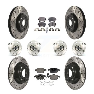 Front Rear Hub Bearing Coated Brake Rotor & Pads Kit (10Pc) For Volkswagen Tiguan Audi Q3 KBB-111335