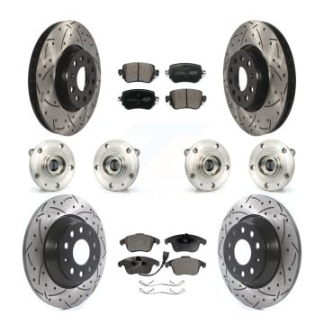Front Rear Hub Bearings Coated Disc Brake Rotors And Pads Kit (10Pc) For Audi Q3 Quattro KBB-111336