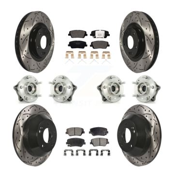 Front Rear Hub Bearing Coated Brake Rotor & Pads Kit (10Pc) For 2014-2015 Kia Sorento AWD KBB-111339