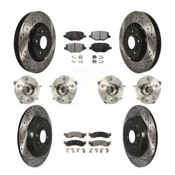Front Rear Hub Bearing Coated Brake Rotor & Pads Kit (10Pc) For 2010-2012 Ford Taurus SHO KBB-111341