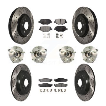 Front Rear Hub Bearing Coated Disc Brake Rotor & Pad Kit (10Pc) For 2009-2010 Lincoln MKS KBB-111342