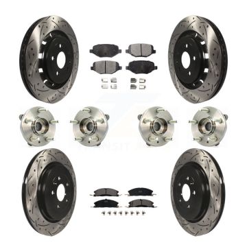 Front Rear Hub Bearing Coated Brake Rotor Pad Kit (10Pc) For Ford Lincoln Flex MKS Taurus KBB-111344
