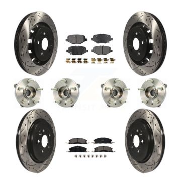 Front Rear Hub Bearing Coated Brake Rotor Pad Kit (10Pc) For Ford Flex Taurus Lincoln MKS KBB-111345