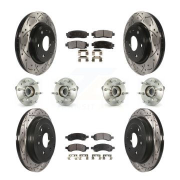 Front Rear Hub Bearing Coated Brake Rotor And Pad Kit (10Pc) For GMC Acadia Buick Enclave KBB-111346