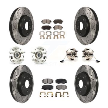 Front Rear Hub Bearing Coated Disc Brake Rotors And Pads Kit (10Pc) For 2010 Buick Allure KBB-111349