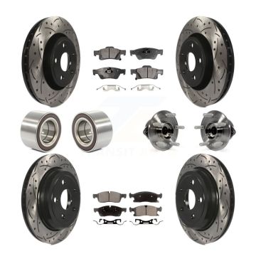 Front Rear Hub Bearing Coated Brake Rotor Pads Shoe Kit (10Pc) For Jeep Grand Cherokee WK KBB-111356